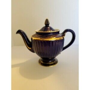 Vintage Hall Cobalt Blue and 22kt Gold Trim Hall #083 TEAPOT 6 cup USA Nice See!